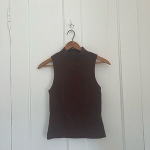 Brown Mock Neck Sweater Tank